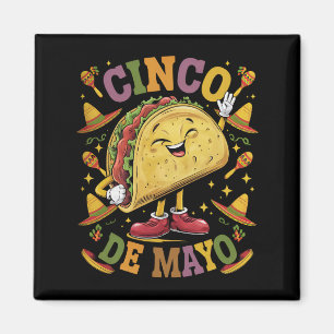 Aimant Taco de Danse Drôle Fête de Cinco De Mayo Party