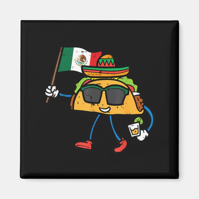 Aimant Taco Drapeau Mexique Cinco De Mayo Mexicain (Devant)