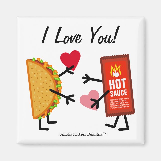 Aimant Taco & Hot Sauce - Je T'Aime ! (personnalisable ) (Devant)