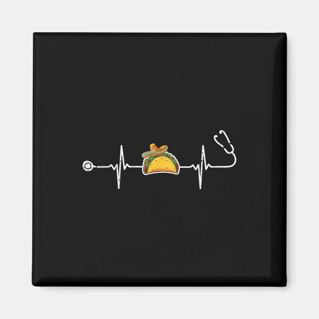 Aimant Taco Sombrero Heartbeat Stethoscope Cinco De Mayo (Devant)