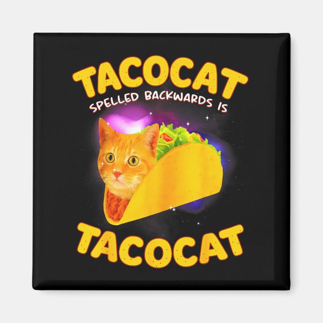 Aimant Tacocat écrit à l'envers est tacocat chat mème tac (Devant)