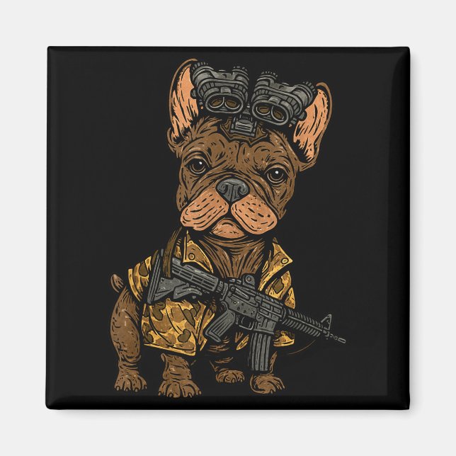 Aimant Tactical Frenchie Drôle De Chien Bouledogue Avec N (Devant)