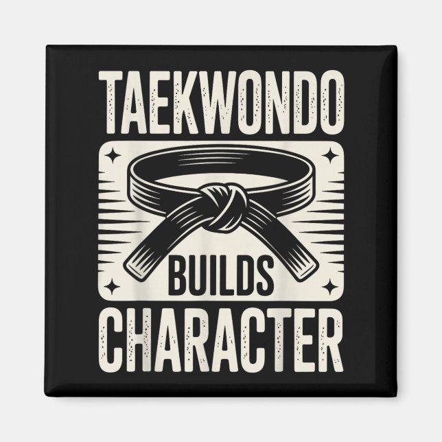 Aimant Taekwondo Drôle Construit le Caractère (Devant)