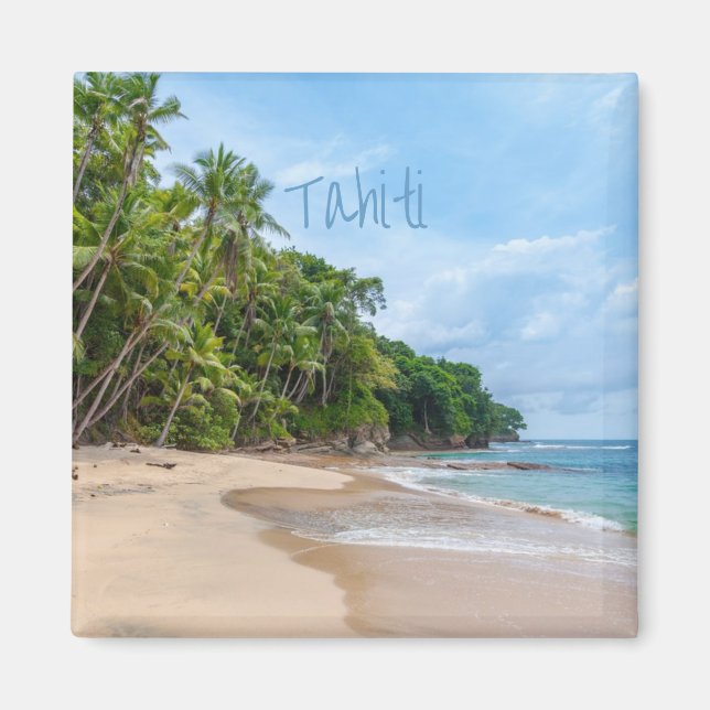Aimant Tahiti Sand Beach Ciel bleu Palmiers (Devant)
