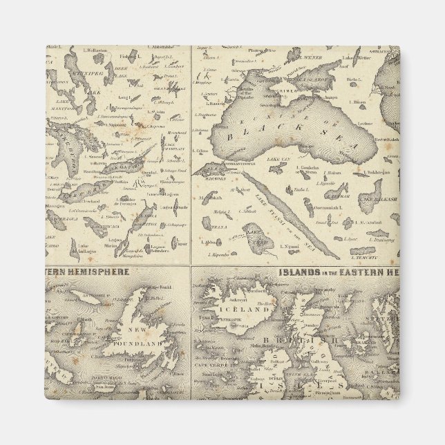 Aimant Taille comparative des lacs et des îles (Devant)