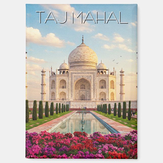 Aimant Taj Mahal Agra Fleurs indiennes (Recto)
