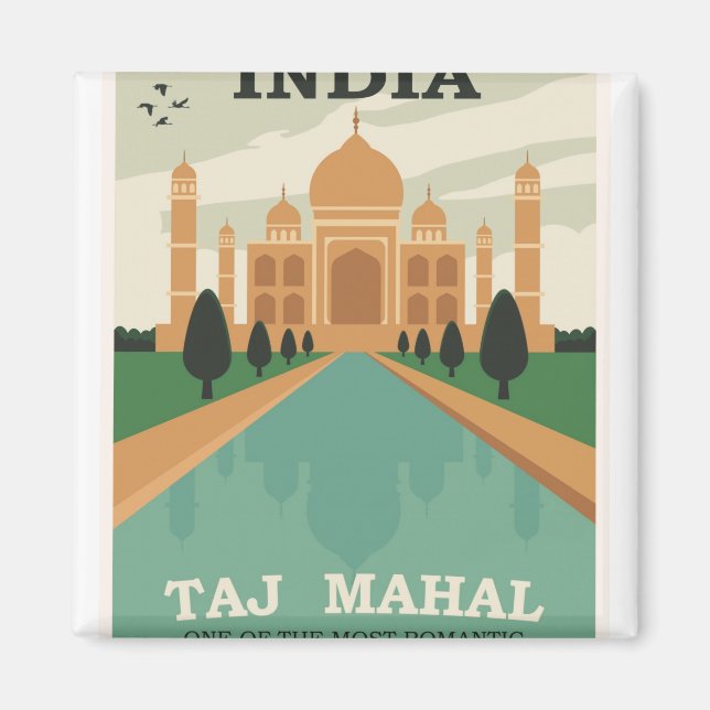 Aimant Taj Mahal - India Travel Poster (Devant)