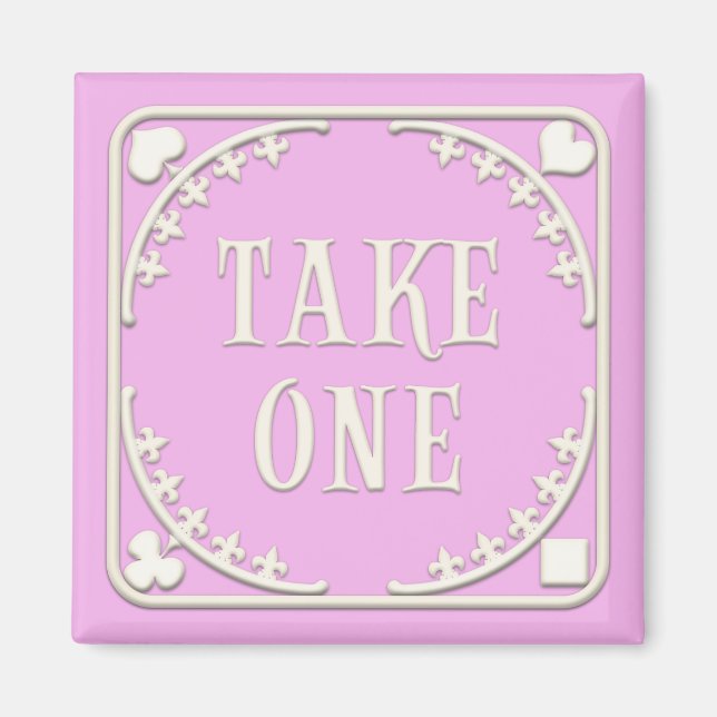 Aimant "Take One" Wonderland Tea Party Tempting Pink (Devant)