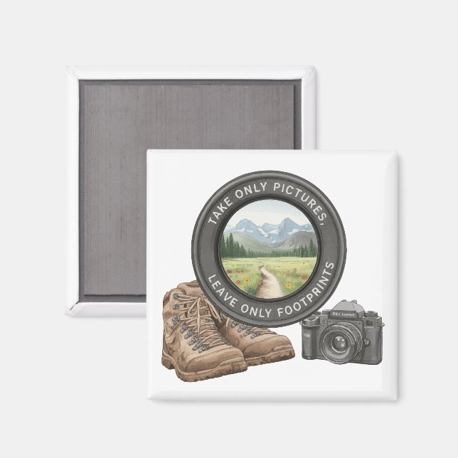 Aimant Take Only Pictures Leave Only Footprints (Recto/Verso)