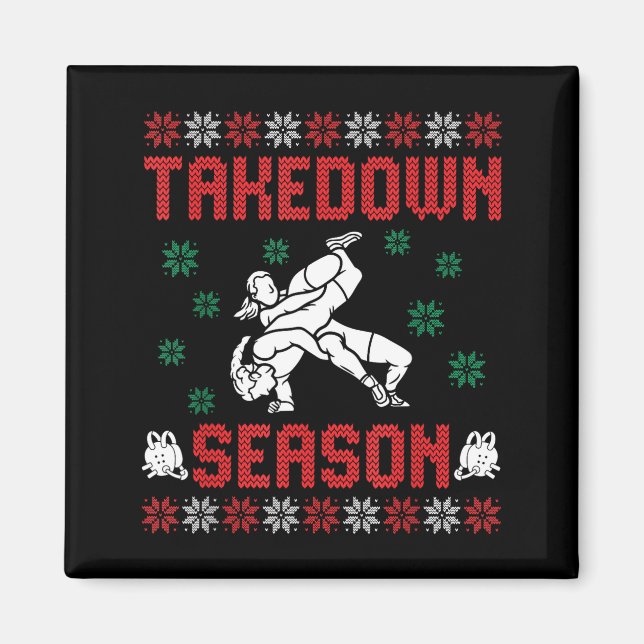 Aimant Takedown Season Girls Wrestling Ugly Sweater Chris (Devant)