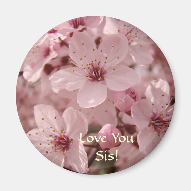 Aimant T'amour Sœur ! Cadeaux d'aimant Fleurs de cerisier (Devant)