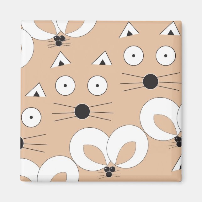 Aimant Tan de motif de chat et de souris (Devant)