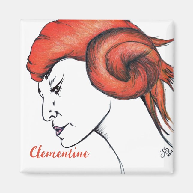Aimant Tangerine Orange Haired Woman Portrait Pop Art (Devant)