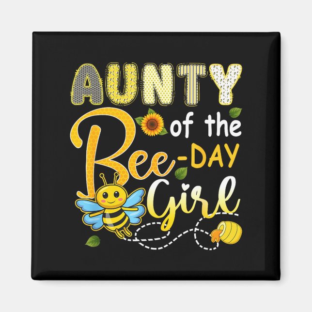 Aimant Tante de la fille de l'anniversaire de l'abeille f (Devant)