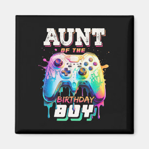 Aimant Tante du garçon d'anniversaire jeu vidéo de naissa