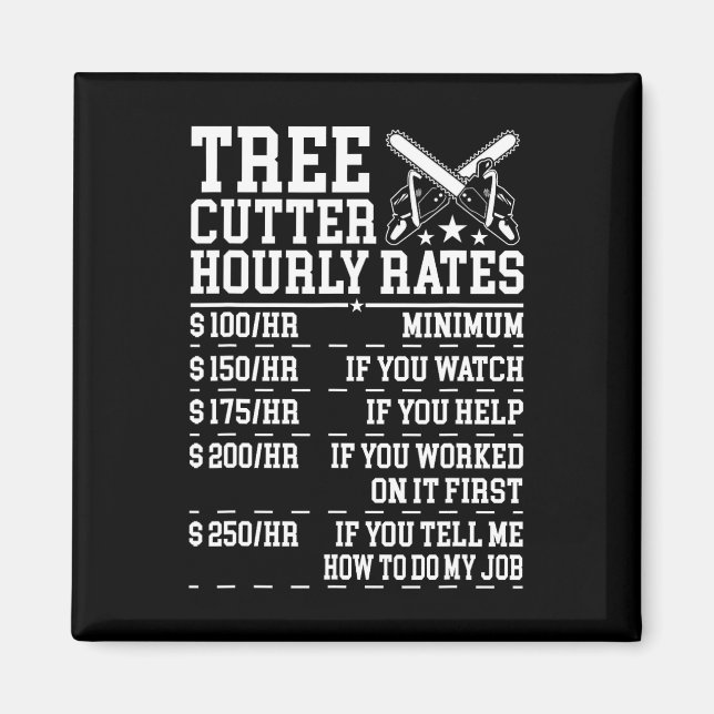 Aimant Tarif horaire de coupeur d'arbres Arboriste de bûc (Devant)