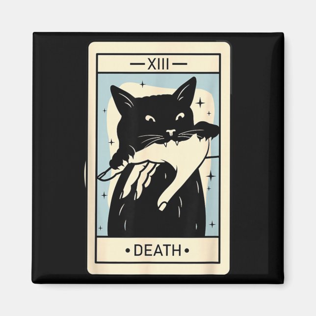 Aimant Tarot Chat Noir Mort Halloween Sorcière Amateur de (Devant)