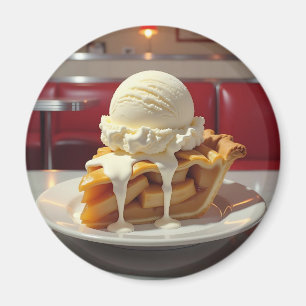 Aimant Tarte aux pommes et crème glacée à la vanille au d