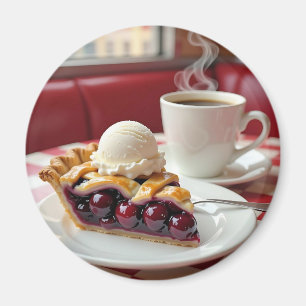 Aimant Tarte cerise, crème glacée vanille et café