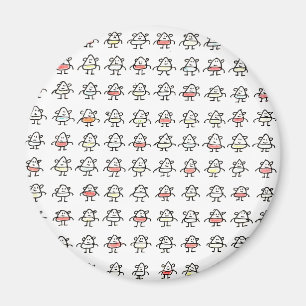 Aimant Tas de petits personnages de dessin animé drôles