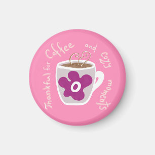 Aimant Tasse à café confortable avec grande fleur et cita