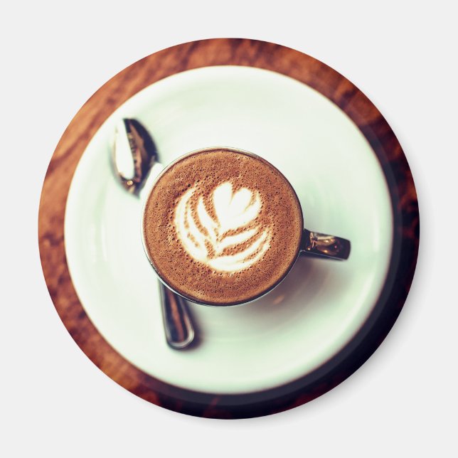 Aimant Tasse de café cappuccino brun latte blanc (Devant)