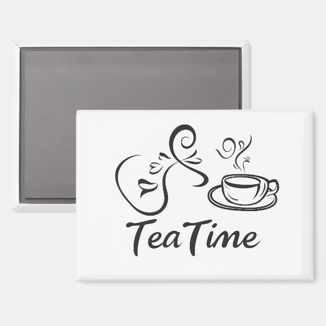 Aimant Tasse de slogan de l'heure du thé (Recto/Verso)