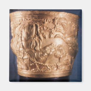 Aimant Tasse, dépeignant la capture d'un taureau sauvage