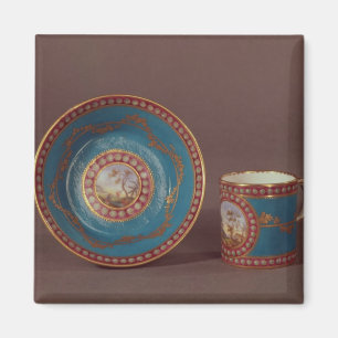 Aimant Tasse et soucoupe de café de celeste de bleu de