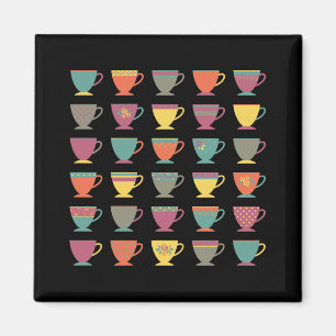 Aimant Tasses à thé colorées, boisson chaude, tasses d'hi