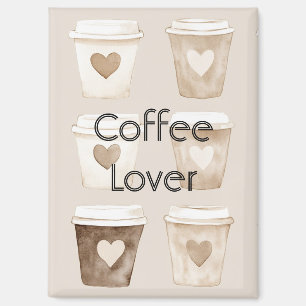 Aimant Tasses cœur café crème
