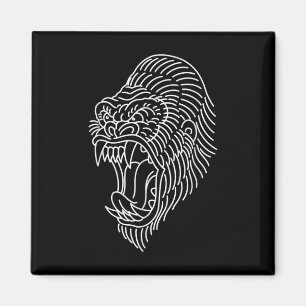 Aimant Tatouage à la tête de gorille traditionnelle améri