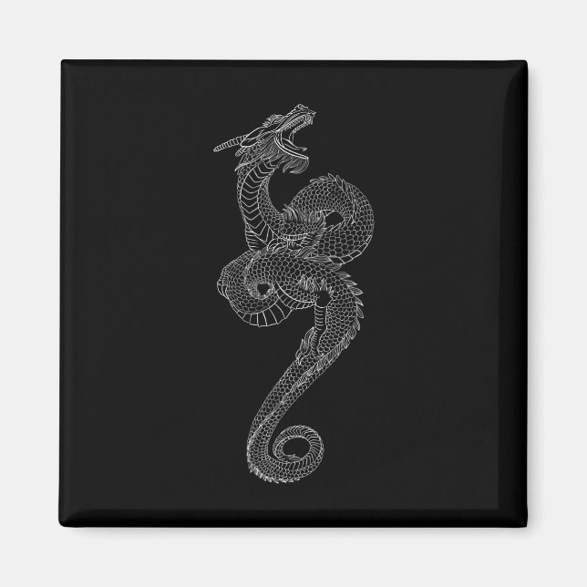 Aimant Tatouage d'art de dragon Japon Traditionnel Graphi (Devant)