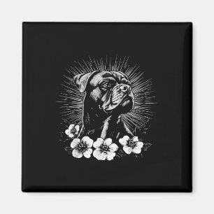 Aimant Tatouage de style rétro Amoureux des chiens Boxer