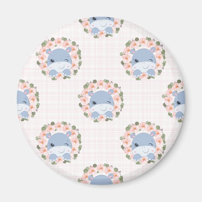 Aimant Tatouage Hippo and Flower (Devant)