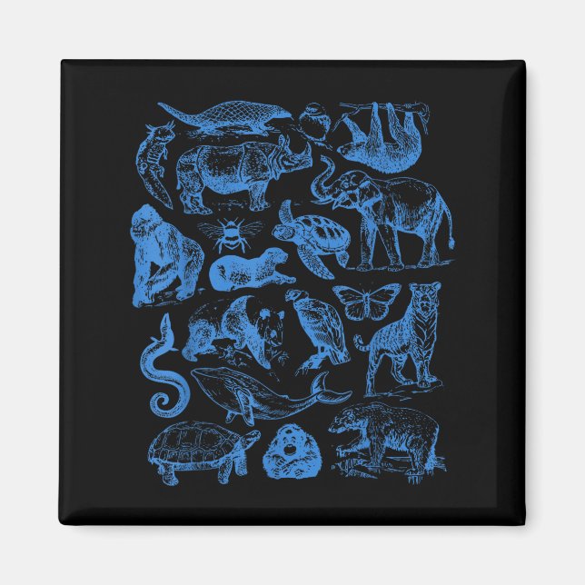 Aimant Tatouage Rétro Animaux Faune Conservation de la Na (Devant)