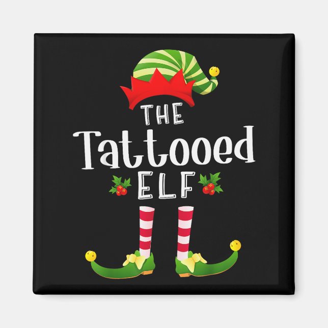 Aimant Tattooed Christmas Elf Matching Pajama X-mas Party (Devant)