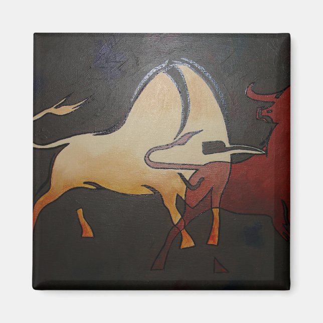Aimant Taurean Bulls Animal Art Abstrait (Devant)