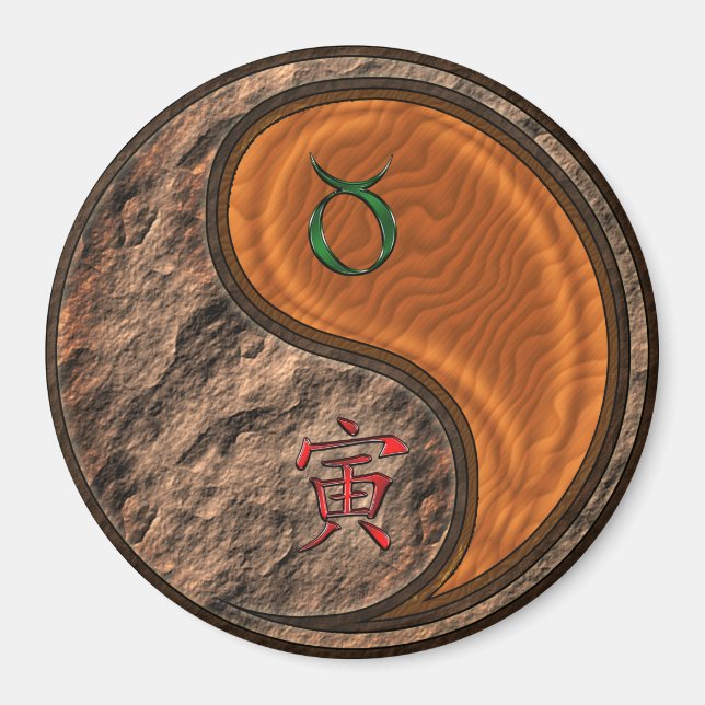 Aimant Taureau & Tigre de Bois (Devant)