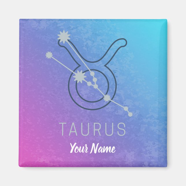 Aimant Taurus Zodiac Star Sign Watercolor Horoscope (Devant)