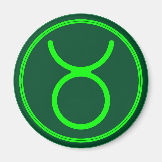 Aimant Taurus Zodiac Symbol Green Contrast (Devant)