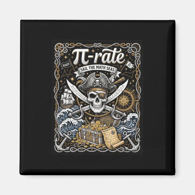 Aimant Taux de Pirate Pi pour la journée Pi Prof de Maths (Devant)