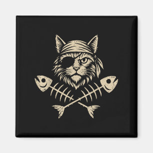 Aimant Taux vintage Maine Coon Cat Crossbones Halloween