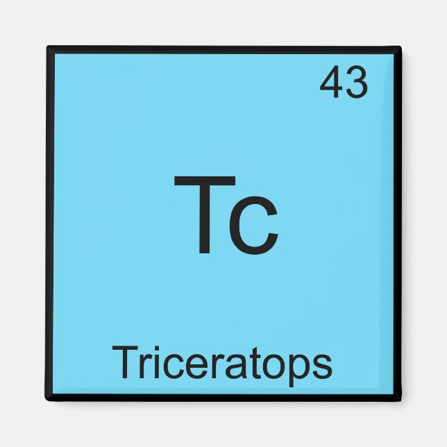 Aimant Tc - Tricératops Symbole d'élément de chimie amusa (Devant)
