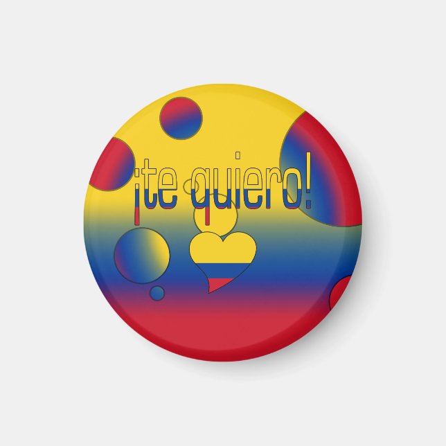 Aimant Te Quiero ! Colombie Drapeau couleurs Pop Art (Devant)