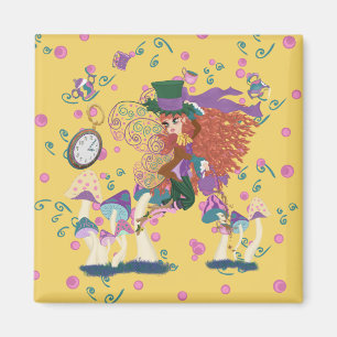 Aimant Tea Party Fairy, Vintage Watch et champignons