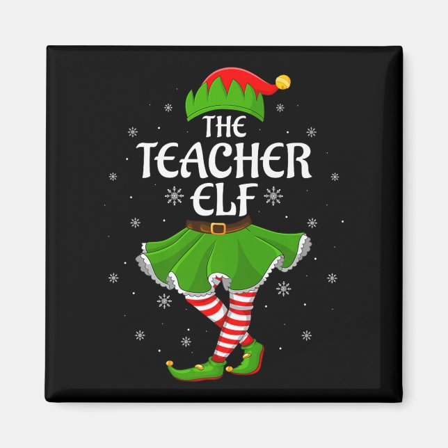 Aimant Teacher Elf Christmas Family Girls Women Elf Squad (Devant)