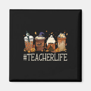 Aimant Teacher Horror Fall Café Éffrayant Halloween Pumpk