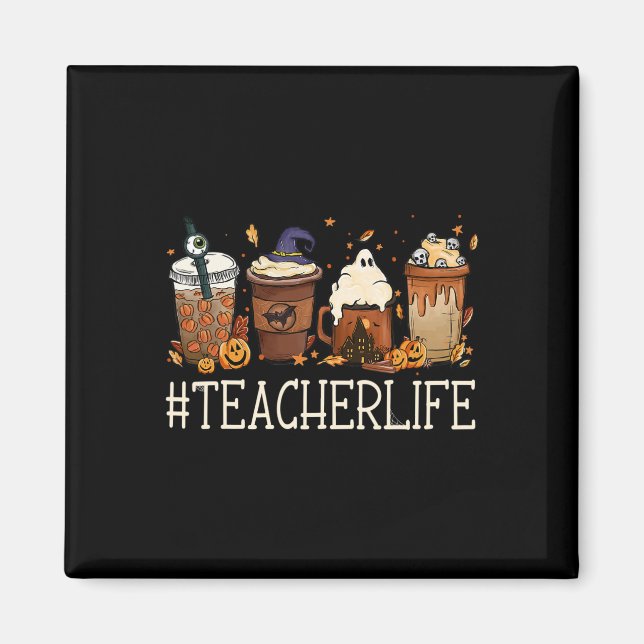 Aimant Teacher Horror Fall Café Éffrayant Halloween Pumpk (Devant)
