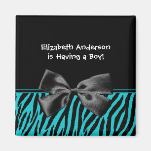 Aimant Teal à la mode et baby shower noir de garçon